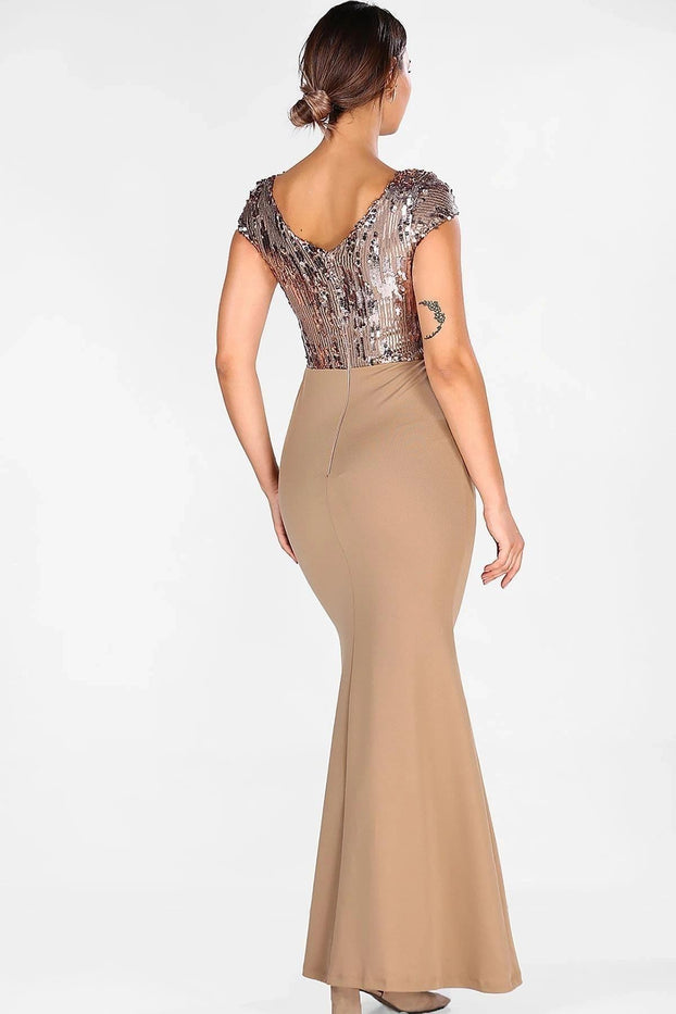 Sequined Cap Sleeves Mermaid Evening Dress